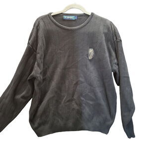 Carmel Mens Sweater Blue Size Large 100% Cotton Long Sleeve Pullover Golf Bag Em